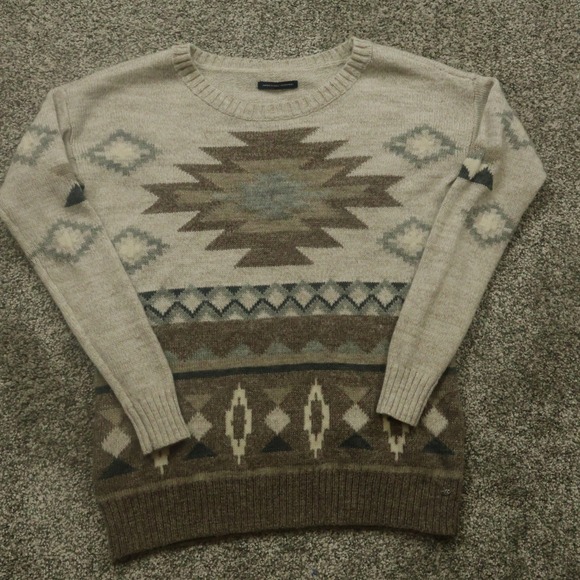 American Eagle Outfitters Sweaters - American Eagle sweater‎ womens XS Aztec Knit  Wool pullover Tribe cowgirl horse
